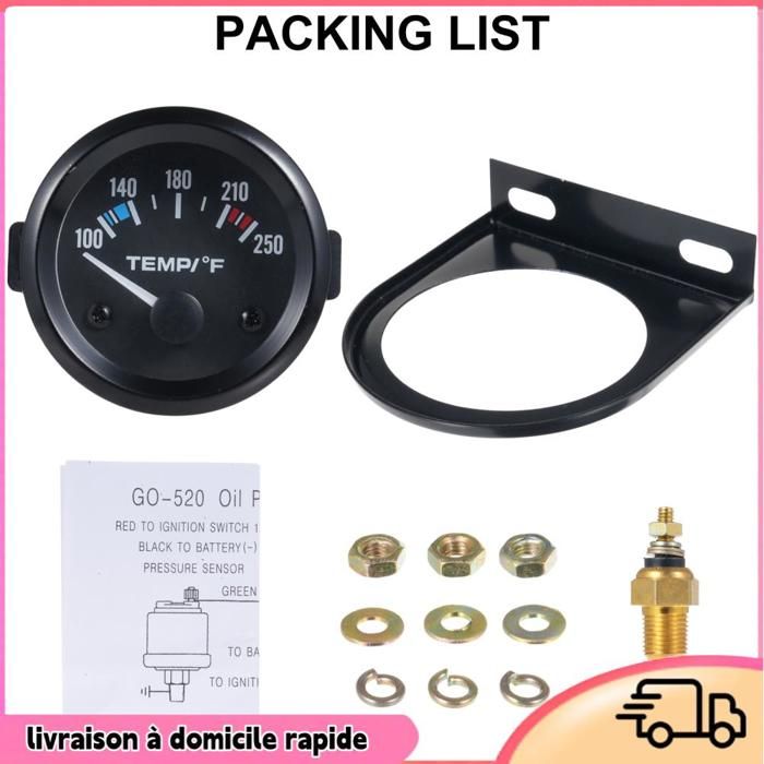 Jauge Numérique Double Température Eau/Huile 52 Mm - Affichage LED Bleue - 12V - Pour Custom Auto