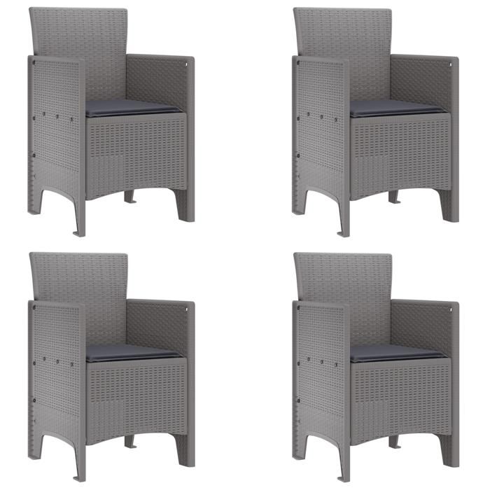 PROMOTION Chaises de Jardin larrière-cour - avec coussins 4 pcs gris clair en poly rattan 35512 - BestMeuble