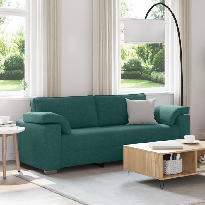 Canapé 3 places Vert foncé 178 cm en tissu