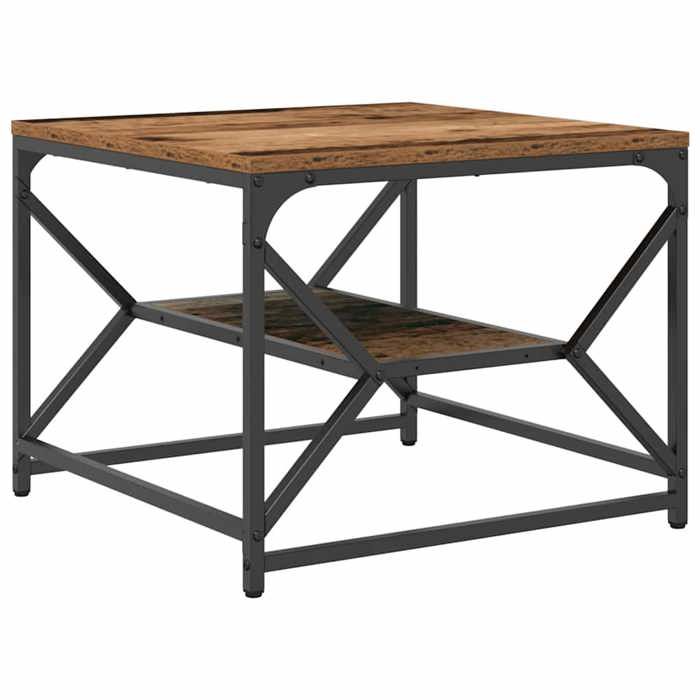 BONNIE®Table basse - Table à café - Grand espace de rangement - Bois ancien 51x50x40 cm FR395128