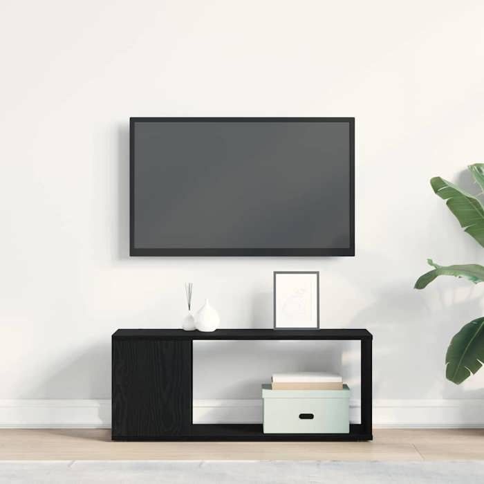 Console TV scandinave finition Noir - 80 x 24 x 32 cm - Meuble TV design Bois dingénierie