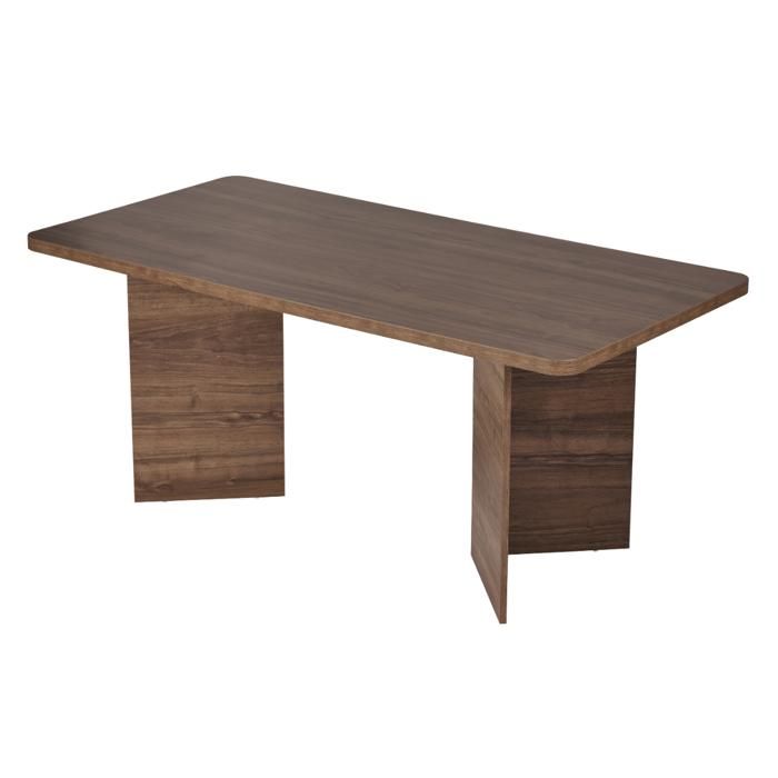 CALICOSY - Table à manger avec plateau rectangulaire et 2 pieds L180 cm - LOFT - Noyer