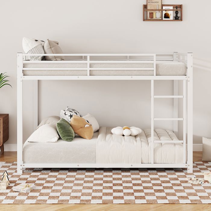 Lit Superposé - MERAX - 140x200 cm - 2 Couchages - Blanc - Cadre de Lit Métal - Gain de Place Lit Superposé - MERAX - 140x200 cm - 2 Couchages - Blanc - Cadre de Lit Métal - Gain de Place