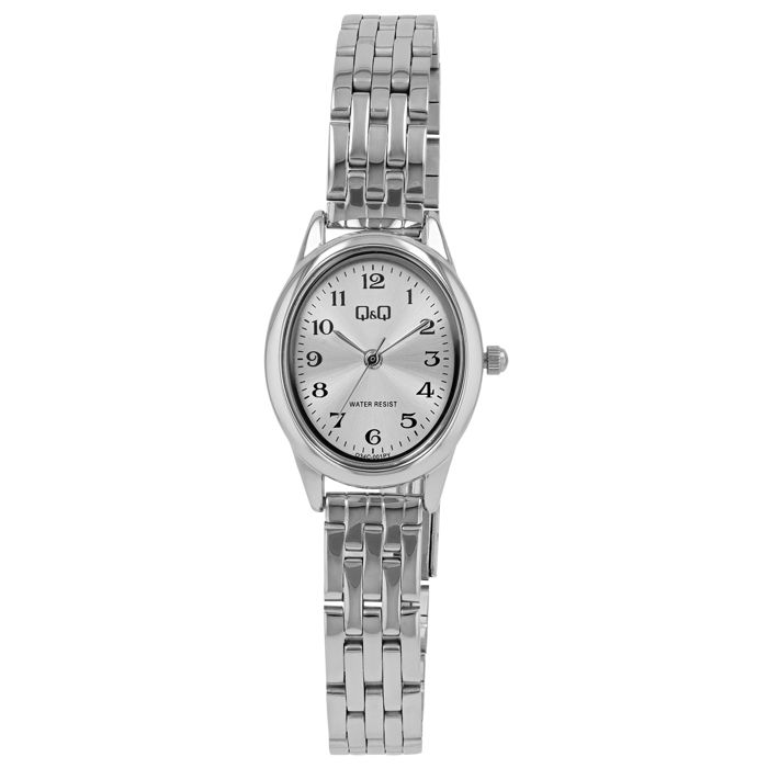 Montre - Q&Q - Montre bracelet femme argent ovale - Boîtier 22 mm - Bracelet acier 10 mm - Quartz Miyota 2035