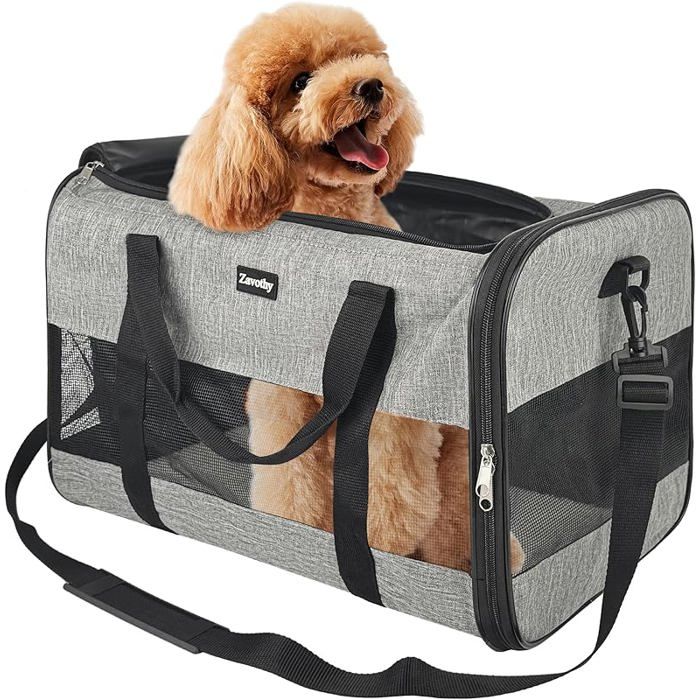 Sac transport chat chien respirant pliable caisse avec bandoulière réglable large gris GRIS CAGE