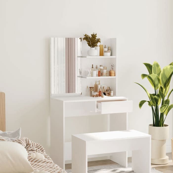 Blanc Coiffeuse avec miroir blanc 74 5x40x141 cm - Tables H8055