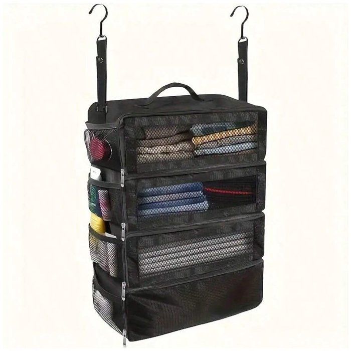 Organiseur de penderie pliable noir pour voyage/armoire.