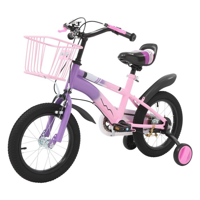 Vélo Enfant 14 Pouces Unisexe – Avec Roues Stabilisatrices, Frein à Rétropédalage Et Frein à Main, Sécurité Et Fun Dès 3 Ans