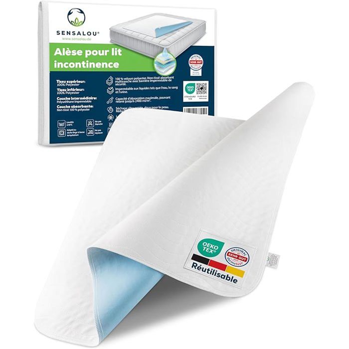Protège-Lit Imperméable Réutilisable 70x100 cm u2013 Alèse Lavable Ultra Absorbante pour Adulte Senior 70 x 100 c BOITE IMPERMEABLE