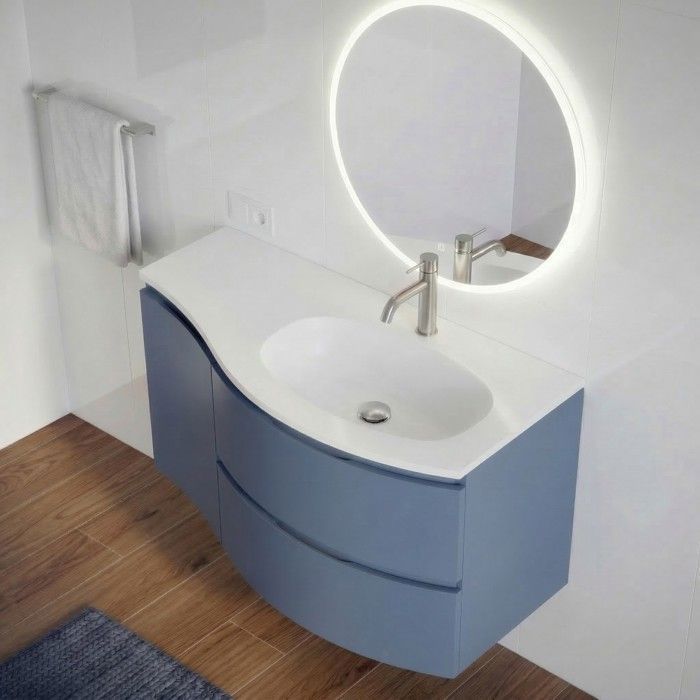 ARMONIA Meuble vasque encastrée L. 105 cm bleu-mer avec extension à gauche ARMONIA Meuble vasque encastrée L. 105 cm bleu-mer avec extension à gauche