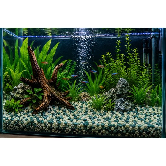 Gravier décoratif - EDEN - 900 g - gris/turquoise/bleu - 6-8 mm - eau douce & marine