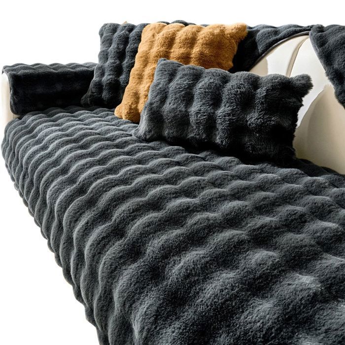 Housse canapé peluche imitation lapin antidérapante adaptée animaux facile nettoyer confort style maison Label ENEVAOCT