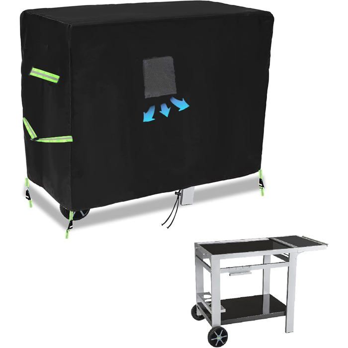 Housse Plancha Desserte 125x60x80cm Bâche Protection Barbecue Polyester Imperméable Avec Élastique De Serrage