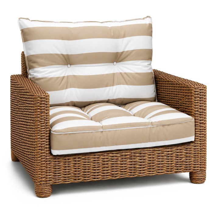 Coussin Lounge Mobilier Jardin Coussin de siege 50x50 cm - Rayures blanc et beige
