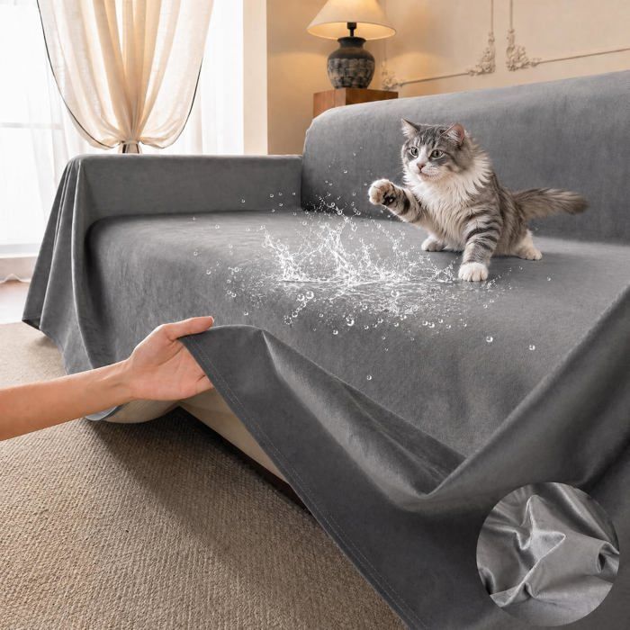 Housse de canapé anti-griffes 2 places - Imperméable et antidérapante protège-canapé gris 300 x 230 cm pour chat Housse de canapé anti-griffes 2 places - Imperméable et antidérapante protège-canapé gris 300 x 230 cm pour chat