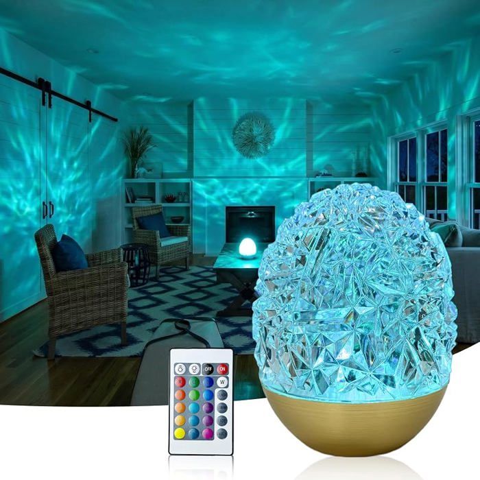 Aurora Lampe uf LED ambiance scintilnte 16 couleurs RGB dimmables base métallique USB télécommande Oeufs Dorés LAMPE DECORATIVE