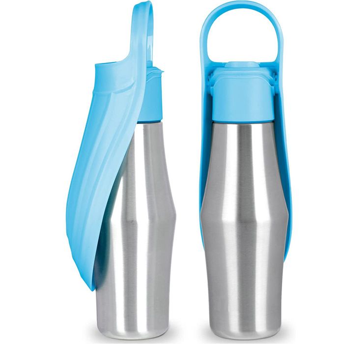 Gourde chien isotherme 750ml - Acier inox 304 - Bouteille eau portable avec bol voyage - Bleu clair 1 pièce