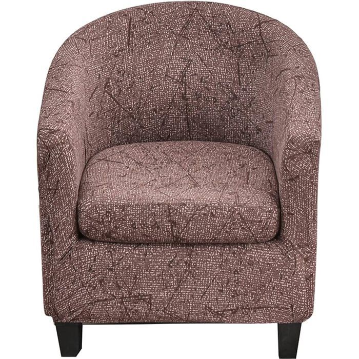 Housse Fauteuil Cabriolet Extensible Taupe Motif Abstrait Texturé 2 Pièces avec Coussin Déco Salon Moderne Él HOUSSE DE FAUTEUIL