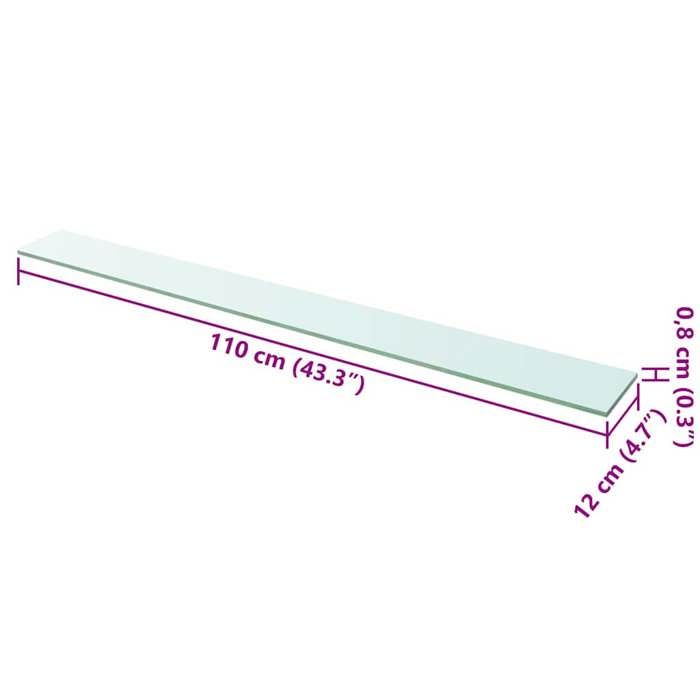 Magnifique Panneau d’étagère Verre transparent 110x12 cm - design polyvalent - pour maison - Transparent 2.91 kg 2026_168914