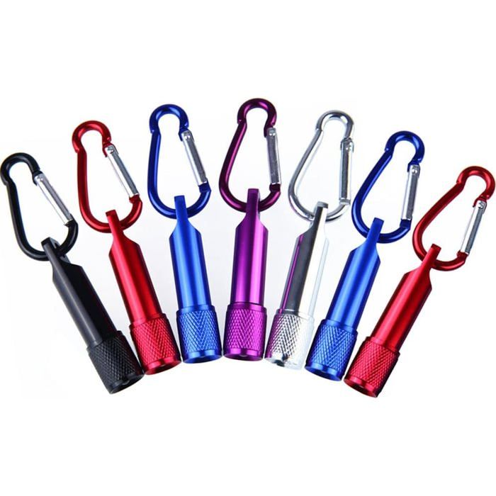 Lot de 7 mini lampes LED avec porte-clés éclairage pratique pour camping et randonnée coloris assortis