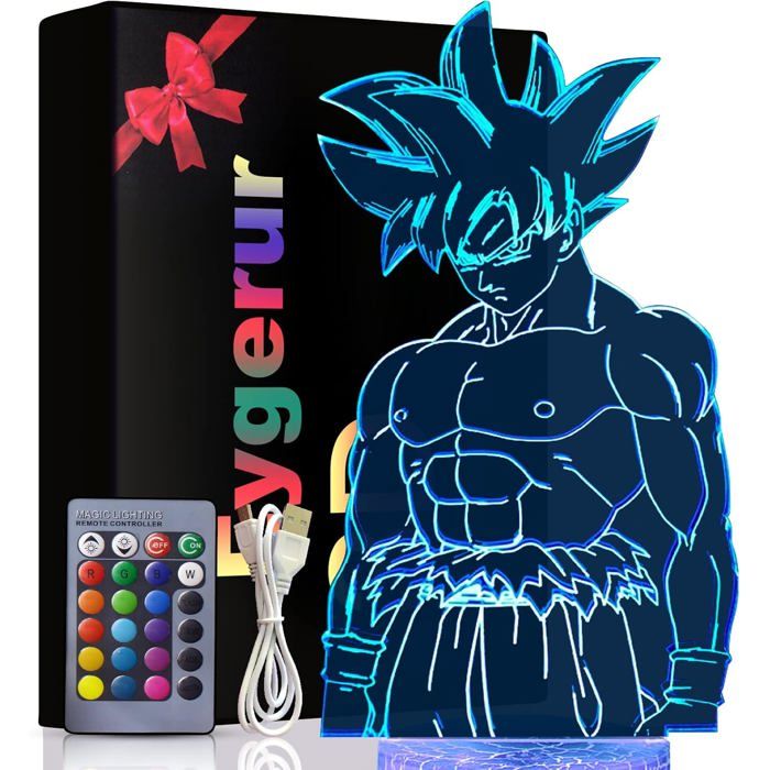 Lampe Veilleuse 3D Personnage Manga - 1 Unité - Acrylique PMMA - 16 Couleurs LED Télécommande - Déco Chambre Enfant Cadeau RATELIER