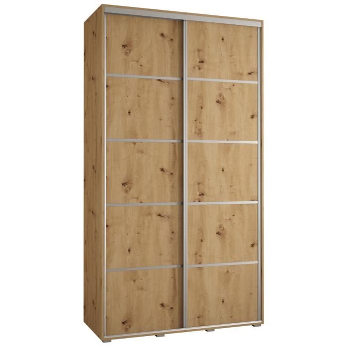 Armoire 2 Portes Coulissantes LUX 4 Avec Miroir Central - 245,5x110x64 Cm, Système HETTICH Silencieux, Coloris Artisan - 5