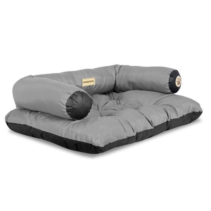 Comparer les prix de Lit canapé pour chien KingDog Prestige 80x60 cm corbeille imperméable gris