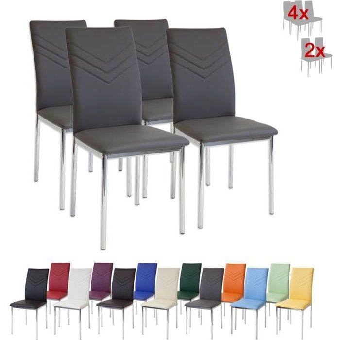 chaises de salle à manger albatros verona - lot de 4 - gris - pieds chromés - simili - sgs tested