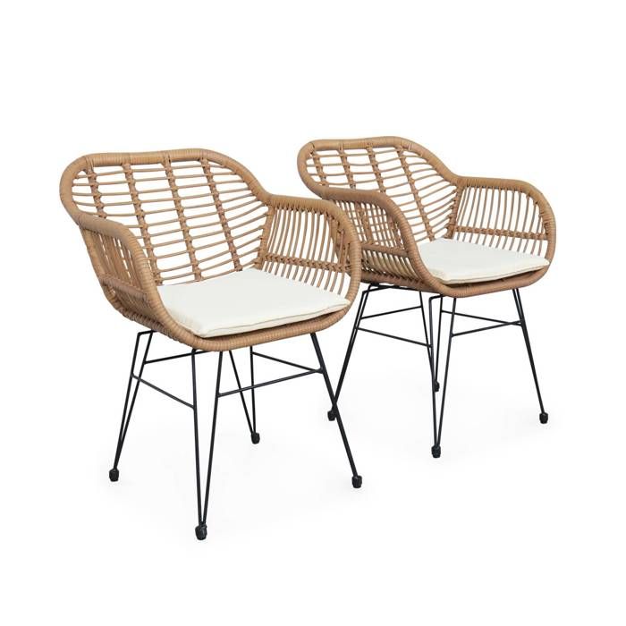 sweeek - Fauteuil de jardin effet rotin résine et métal (lot de 2) WONDAMA sweeek - Fauteuil de jardin effet rotin résine et métal (lot de 2) WONDAMA