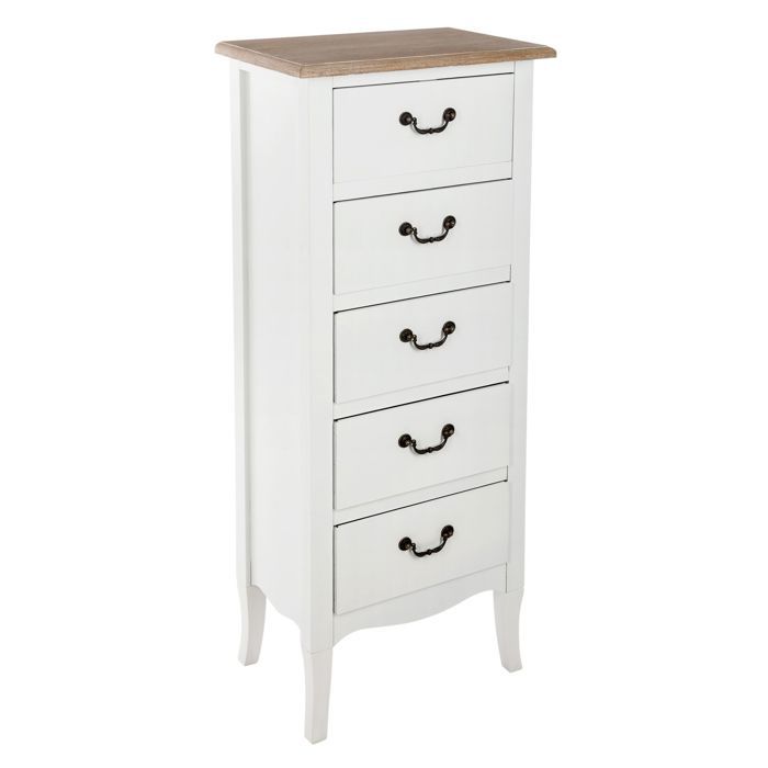 Atmosphera - Chiffonnier en bois Chrysa - L. 45 x H. 113 cm - Blanc Atmosphera - Chiffonnier en bois Chrysa - L. 45 x H. 113 cm - Blanc