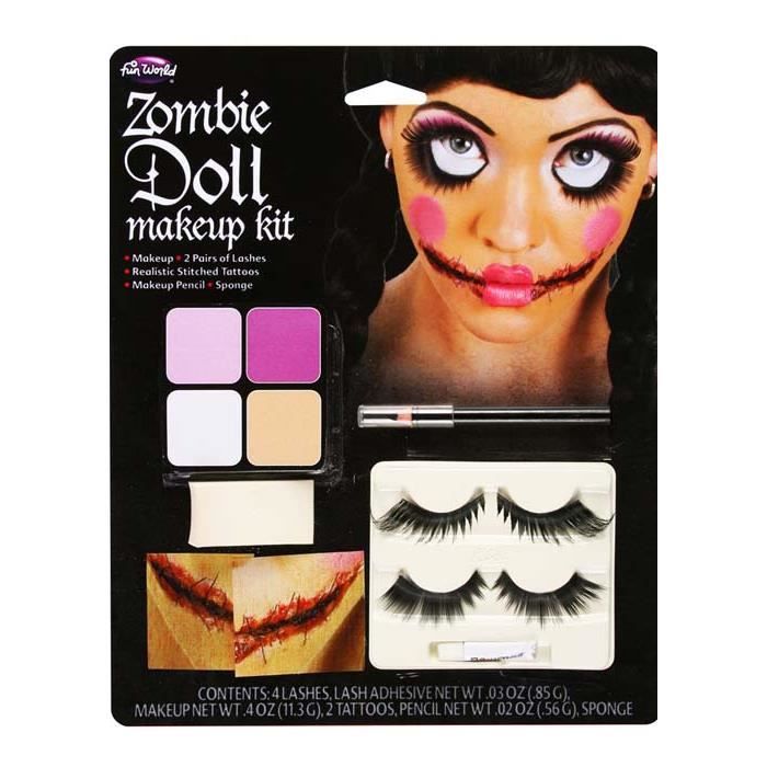 Kit de Maquillage, Tatouage et Faux cils Halloween Doll