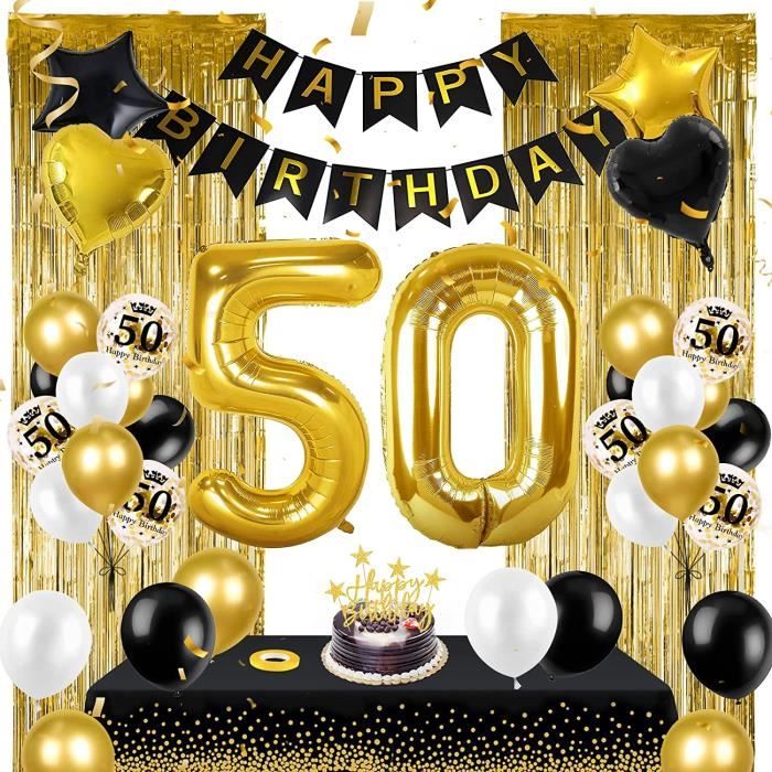 Decoration Anniversaire 50 Ans Or Noir, Anniversaire 50 Ans Femme