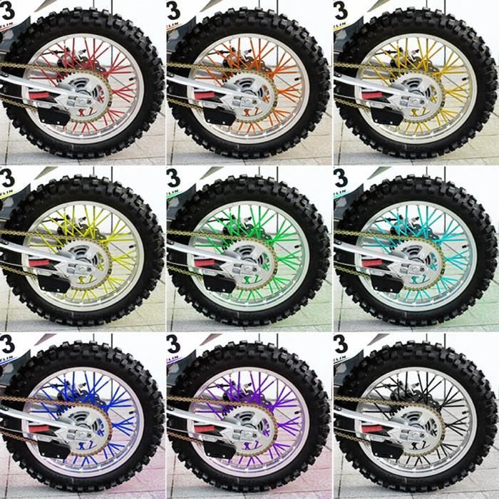 BOYOU 36pcs Protège Rayons Roue Motocross Jantes Peaux Hors Route Moto Garde Enveloppes Kit Vert