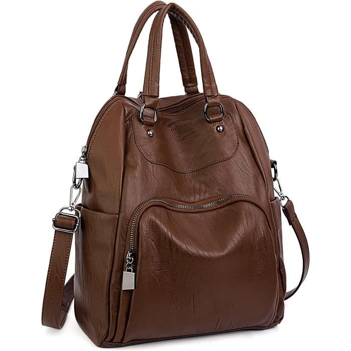 Sac à Dos UTO Femme - Similicuir - Multi-poches - Bandoulière Amovible - 28.5x16.5x32cm