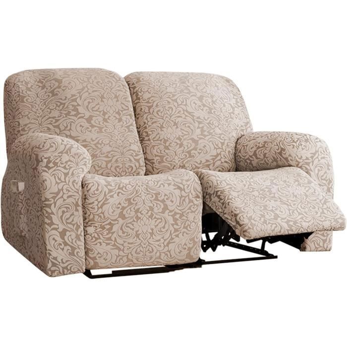 Housse de Fauteuil Relax Extensible - Jacquard - Couverture Élastique - Abricot - 2 Places