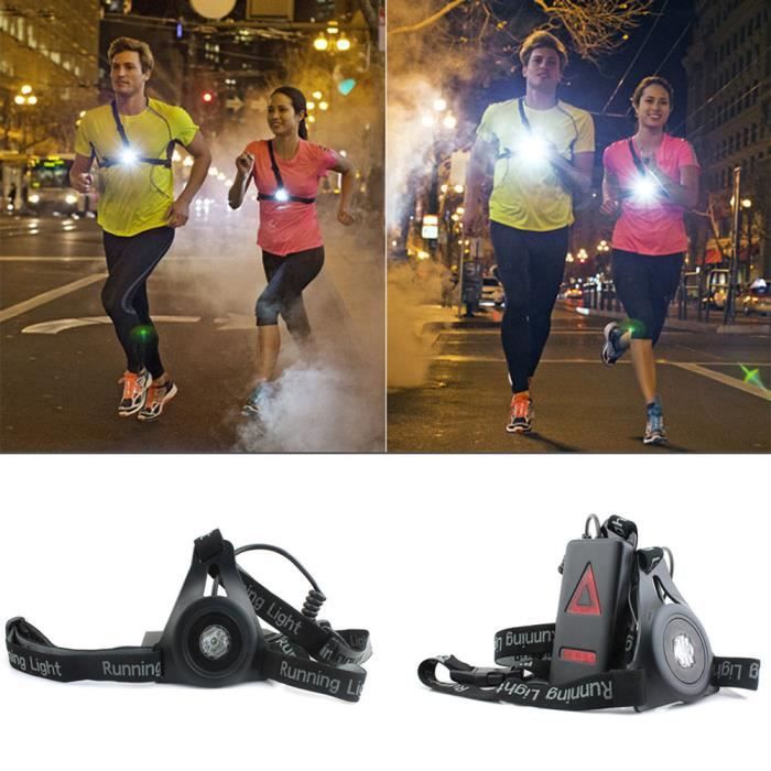Lumière de sécurité en plein air lumière de course à pied LED poitrine  retour lampe d'avertissement Jogging Cycling_QTHW * 2245 - Cdiscount Sport