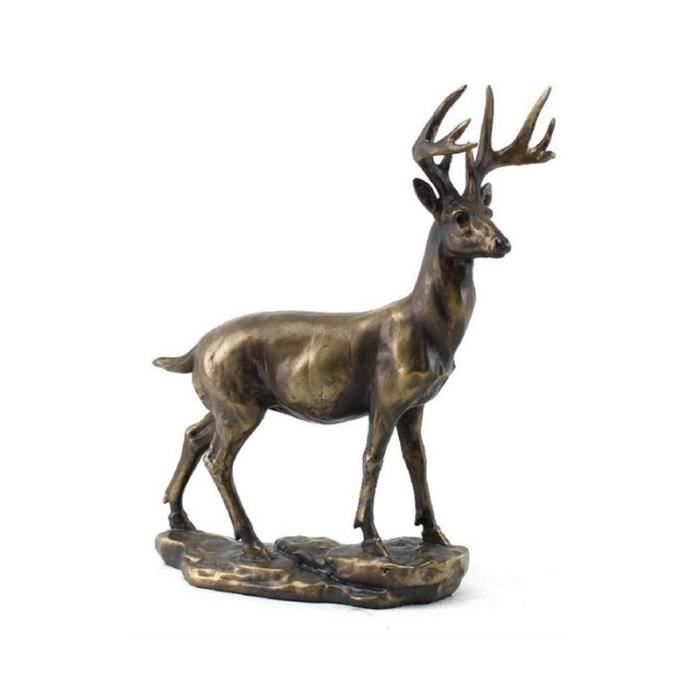 Superbe Statue Cerf En Bronze Et Pierre, Style Antique, 50cm - Décoration Intérieur/extérieur