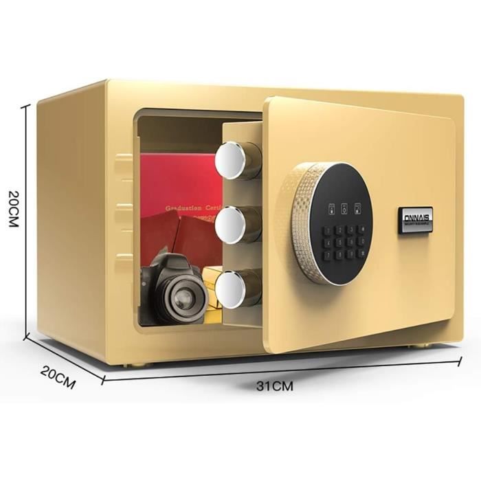 Coffre-fort Numérique 6.6L En Acier - Sécurité électronique, 2 Clés, Montable - 7