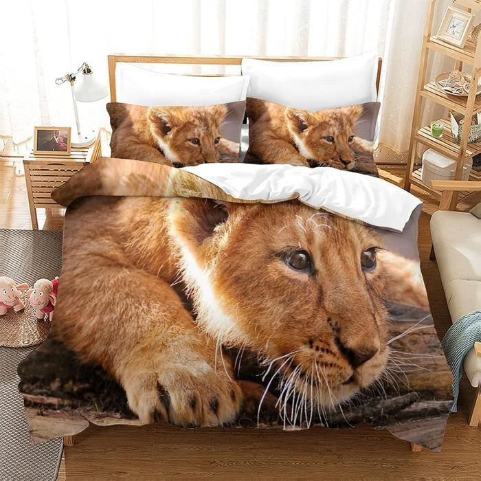 Housse de Couette Lion on The Prairie - Contemporain - Design - Microfibre 90 gr