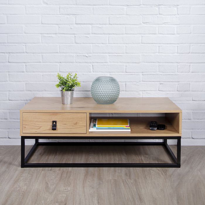 Table Basse - Home Deco Factory - Abbott - Bois Et Métal - Marron Et Noir