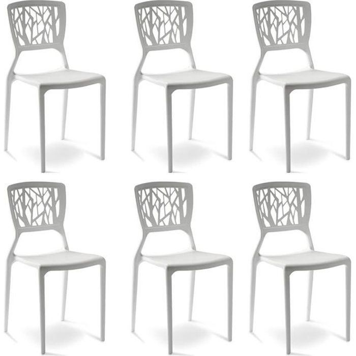 Lot de 6 chaises blanches - Verdi - DESIGNETSAMAISON Lot de 6 chaises blanches - Verdi - DESIGNETSAMAISON