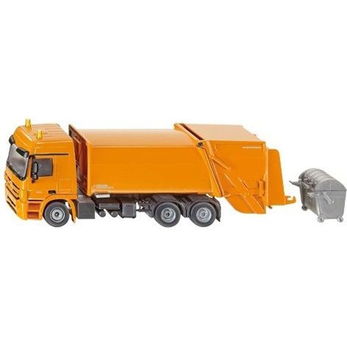 Camion poubelle SIKU - Véhicule miniature pour enfant de 3 ans et plus - Garantie 2 ans - Couleur orange