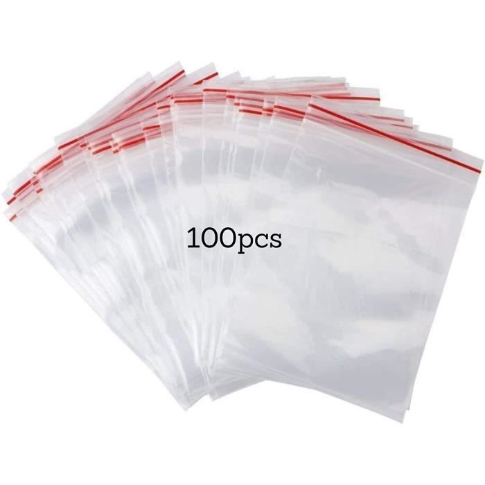 2 Pochettes Sachets plastique Zip 200 x 200 mm Idéal pour les liquides en  avion