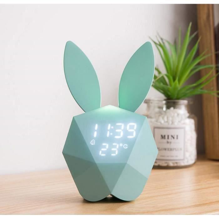 Fdit Lapin Horloge Forme Mignonne Veilleuse Lumineuse, Réveil Numérique Enfants Chambre Decor, Sommeil De Synchronisation, Compte à Rebours Enfants Réveil, De Vacances Idéal (#3