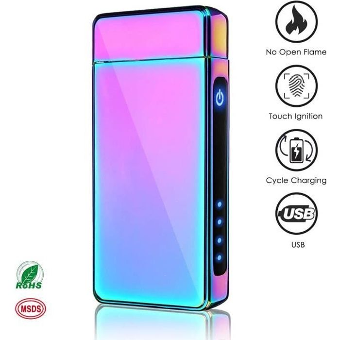Briquet Arc Electrique USB Tempete plasma rechargeable coupe vent sans gaz Bleu