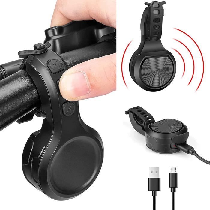 Sonnette Vélo Avec Alarme Antivol - Volume Réglable 80-130 DB, étanche IPX6, Guidon 22-32 Mm - Fonction Antivol Et Rechargeable USB