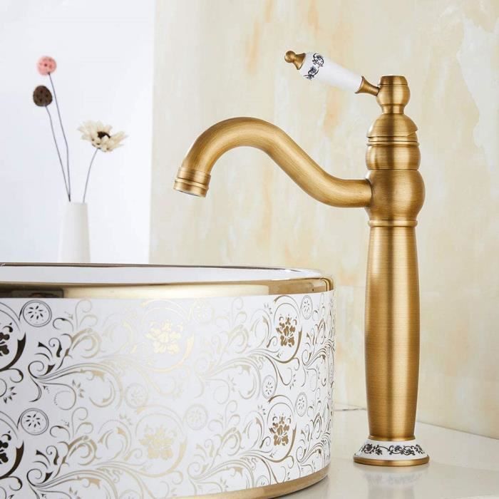 Sjhtkjyxgs robinet de bain Bronze lavabo Mixer ancien lavabo robinet salle de bain robinet lavabo à main Chaud et froid rétro robinet