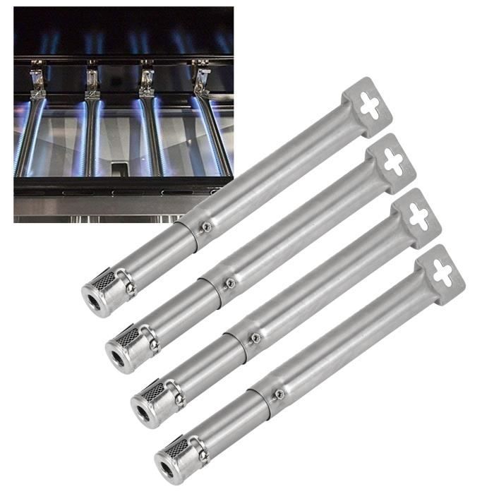 Brûleurs de barbecue - Tube en Acier Inoxydable - Longueur Réglable 305-445 cm - 4 pièces - Antirouille