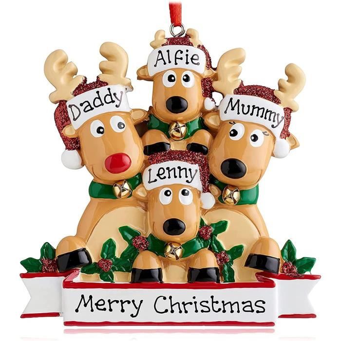Décor de Noël 2021 Personnalisé Famille Noël Arbre Ornement de Renne Arbre de Noël Décor de Boules Mignonne Cerf Wapiti Vacance Cadeau