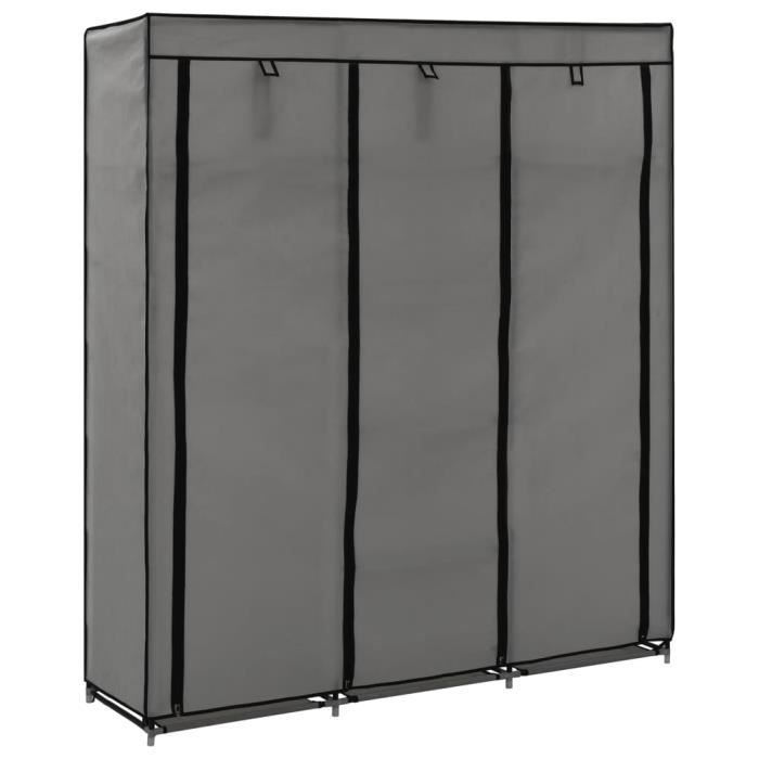 Armoire de rangement - ®Luxueuse - VINTAGE - Compartiments et barres - Gris